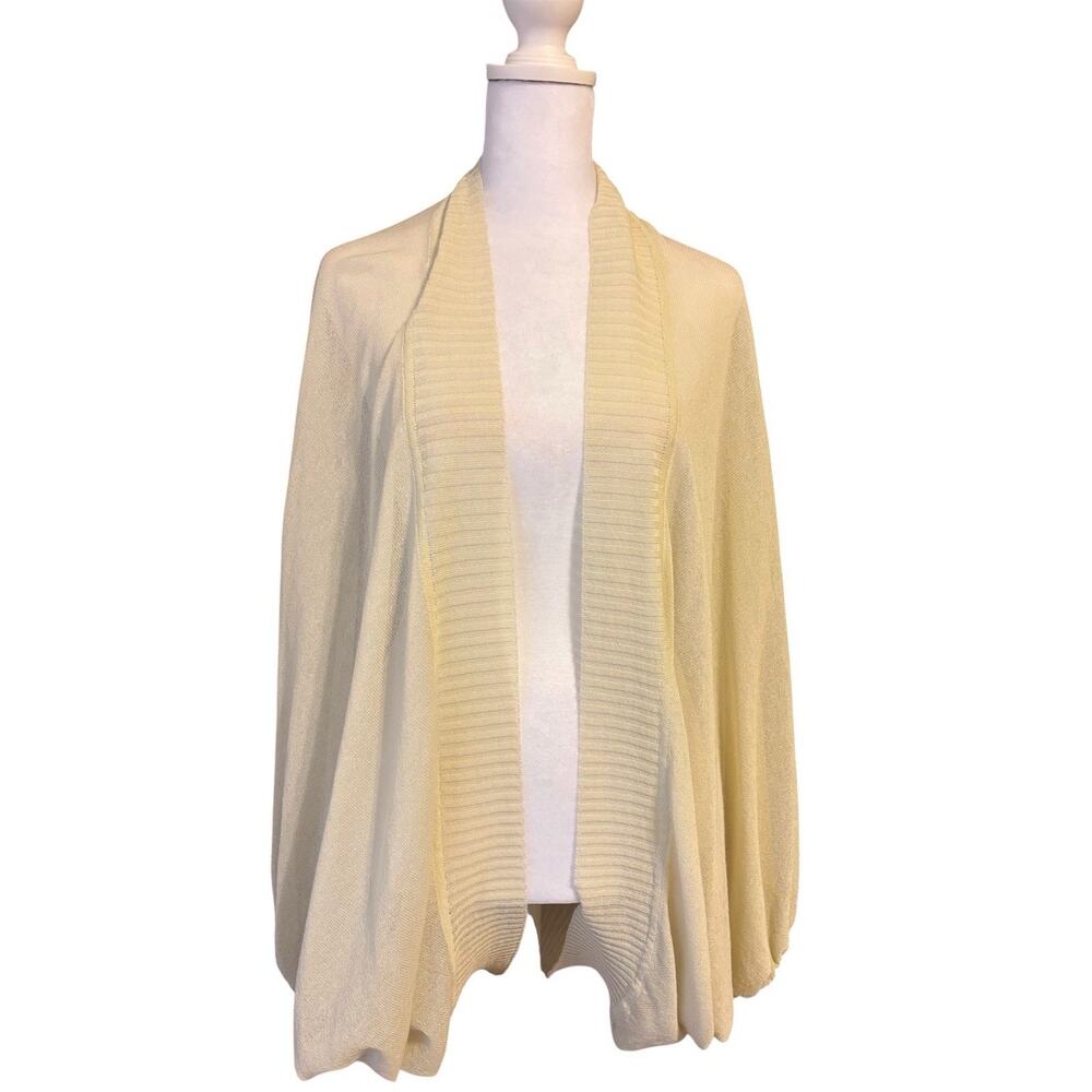 Viriato Merino Blend Cream Cardigan Waterfall Collar Shrug Made in Spain
